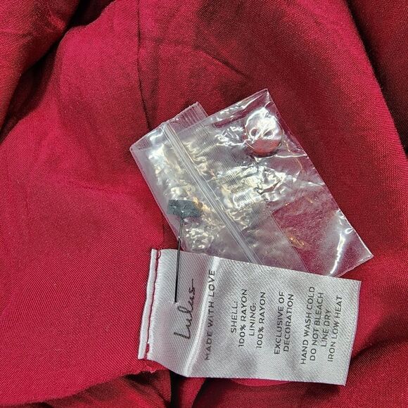 Lulus Completely In Love Wine Red Swiss Dot Button Front Maxi Dress XL - Picture 11 of 11